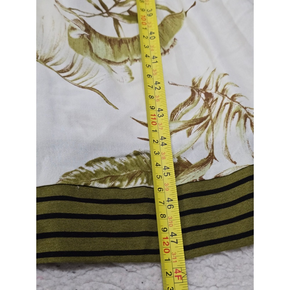 By The River Tropical Palm Print Tiered Midi Dress Olive Green Cream Medium - Picture 8 of 13
